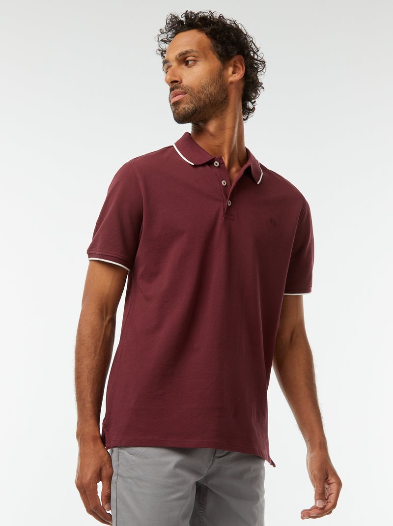 Polo de piqué de algodón rojo - Kiabi