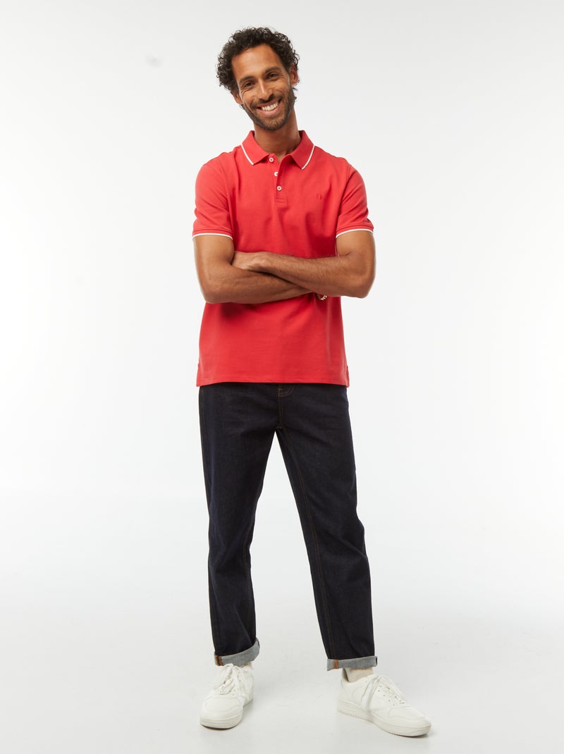 Polo de piqué de algodón Rojo - Kiabi