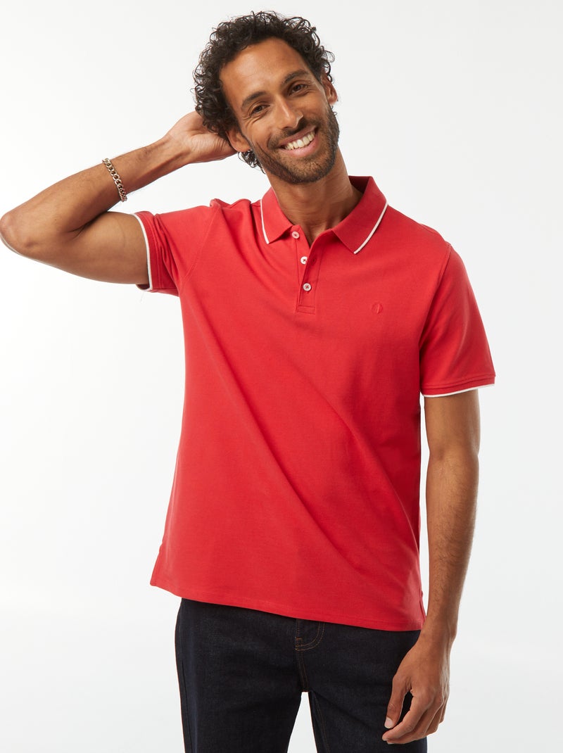 Polo de piqué de algodón Rojo - Kiabi