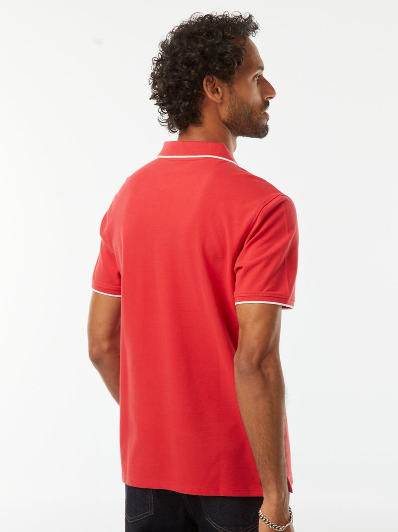 Polo de piqué de algodón Rojo - Kiabi