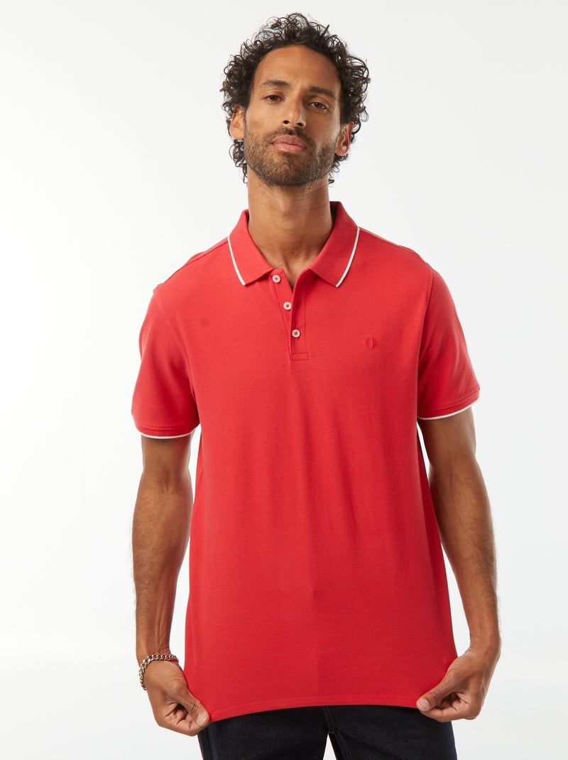 Polo de piqué de algodón Rojo - Kiabi