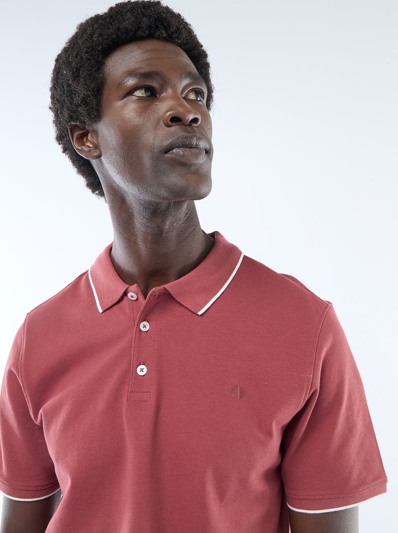 Polo de piqué de algodón Rojo - Kiabi