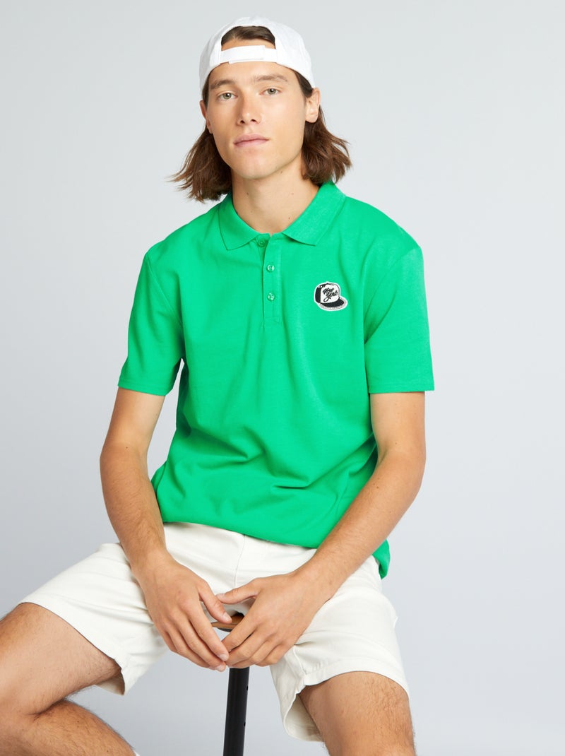 Polo de piqué de algodón VERDE - Kiabi
