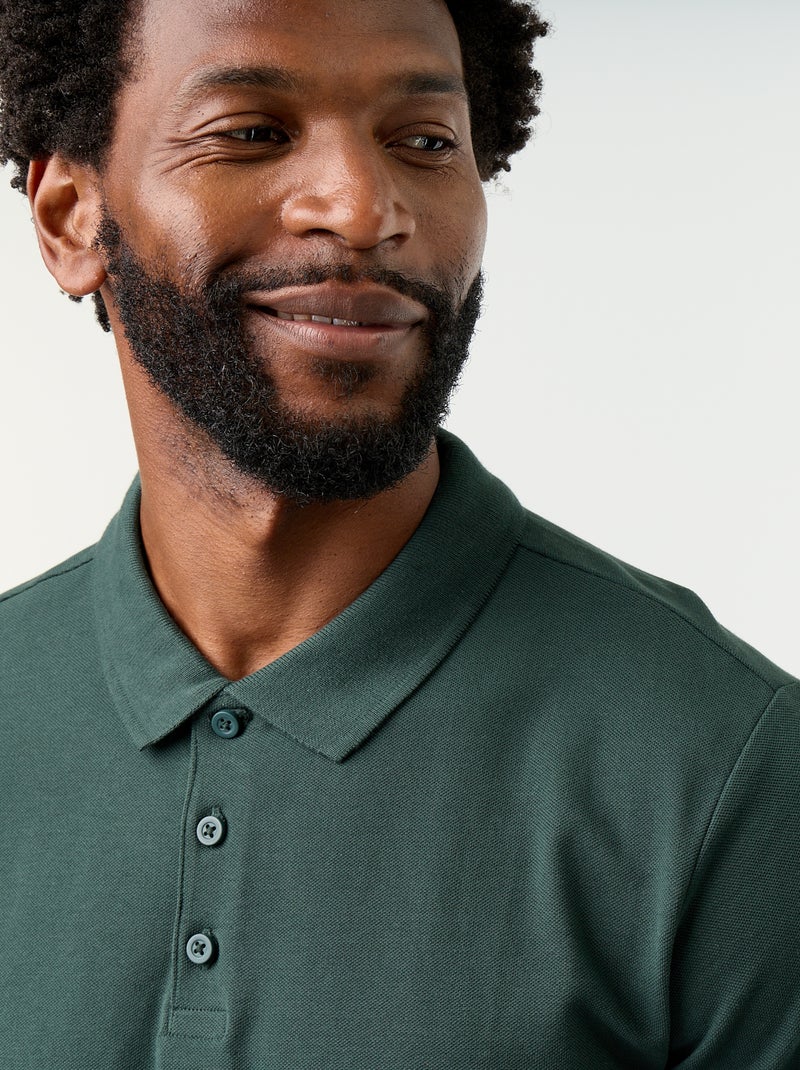Polo de piqué de algodón Verde - Kiabi