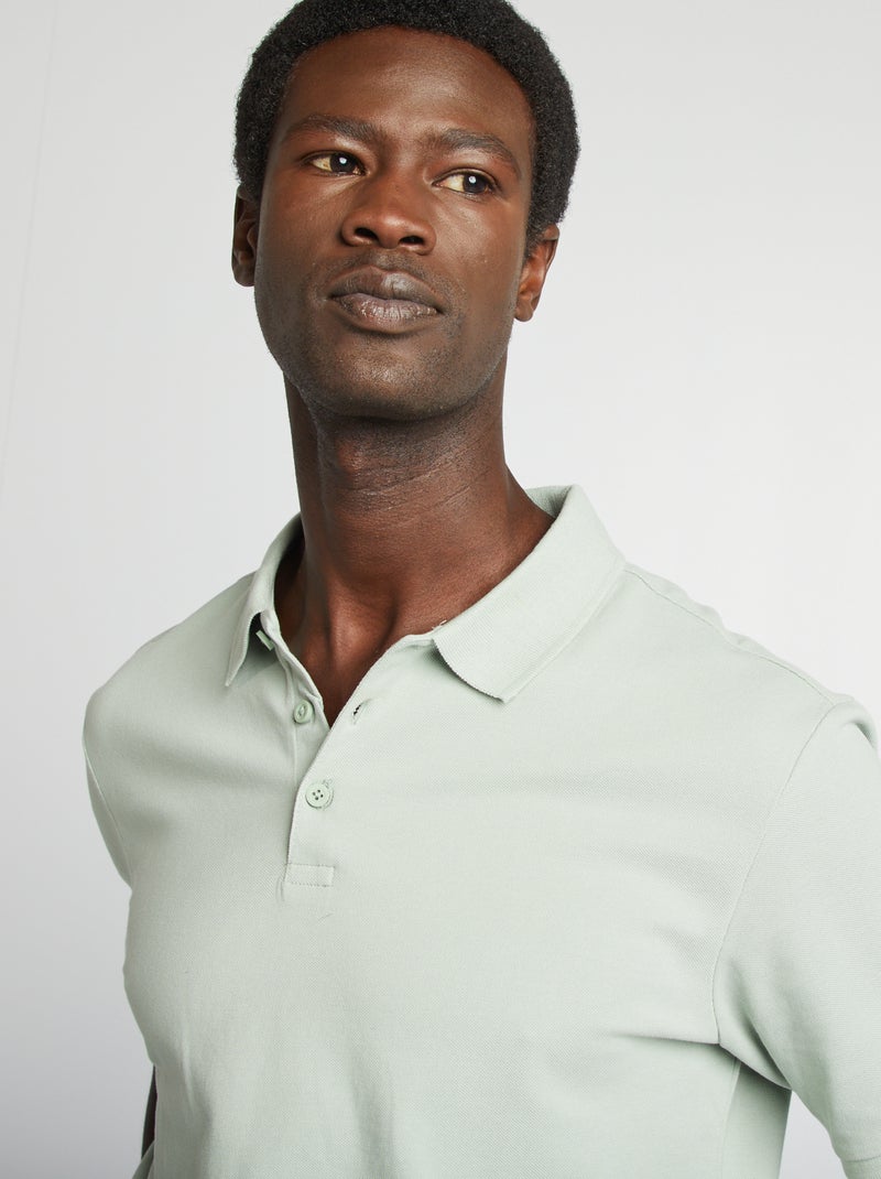 Polo de piqué de algodón VERDE - Kiabi