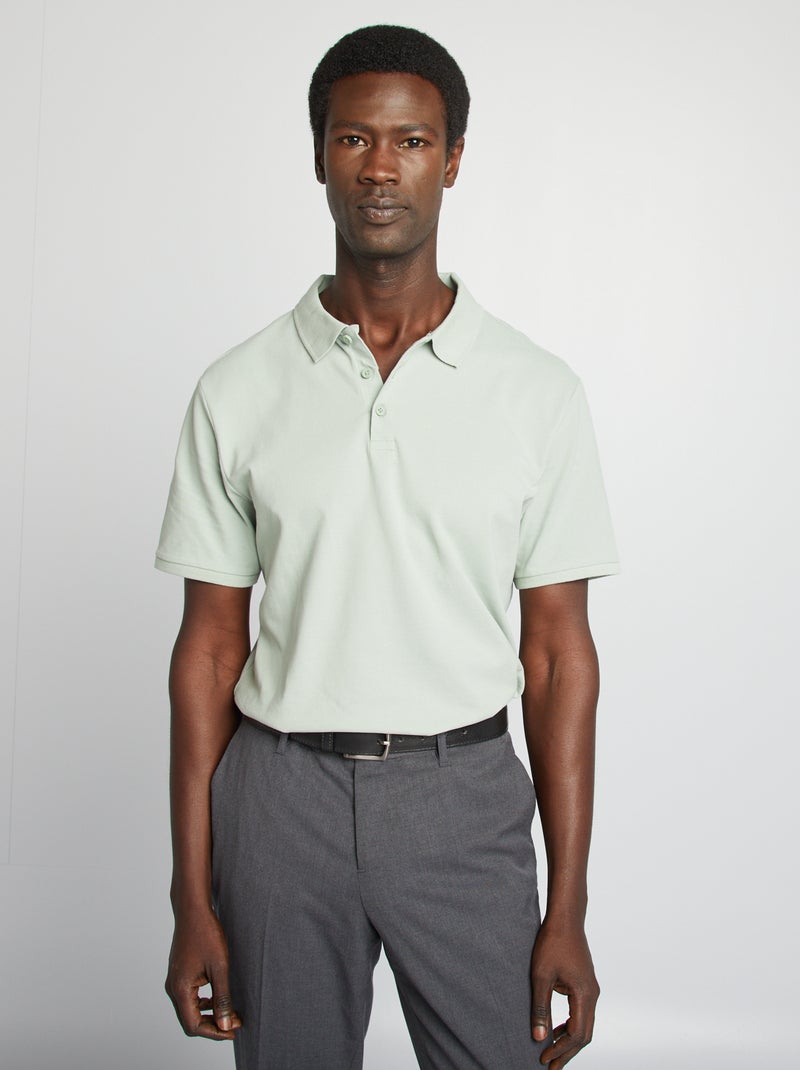 Polo de piqué de algodón VERDE - Kiabi