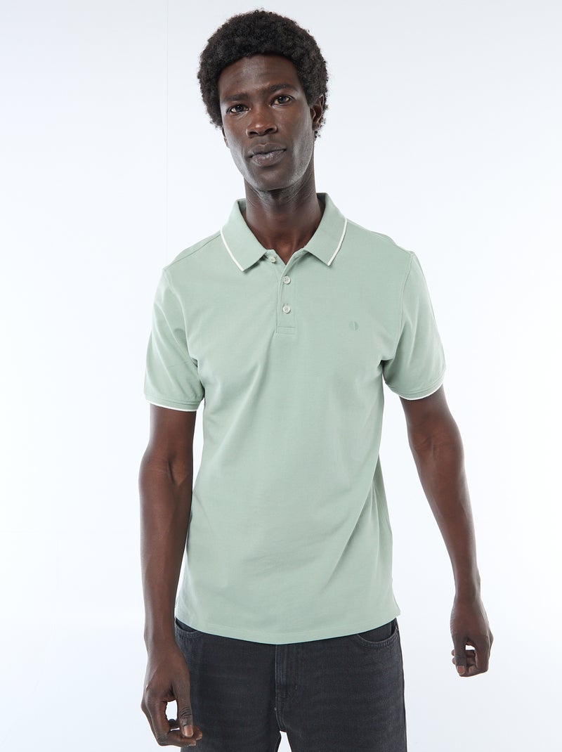 Polo de piqué de algodón Verde - Kiabi
