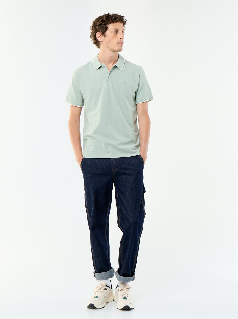 Polo de piqué de algodón Verde - Kiabi