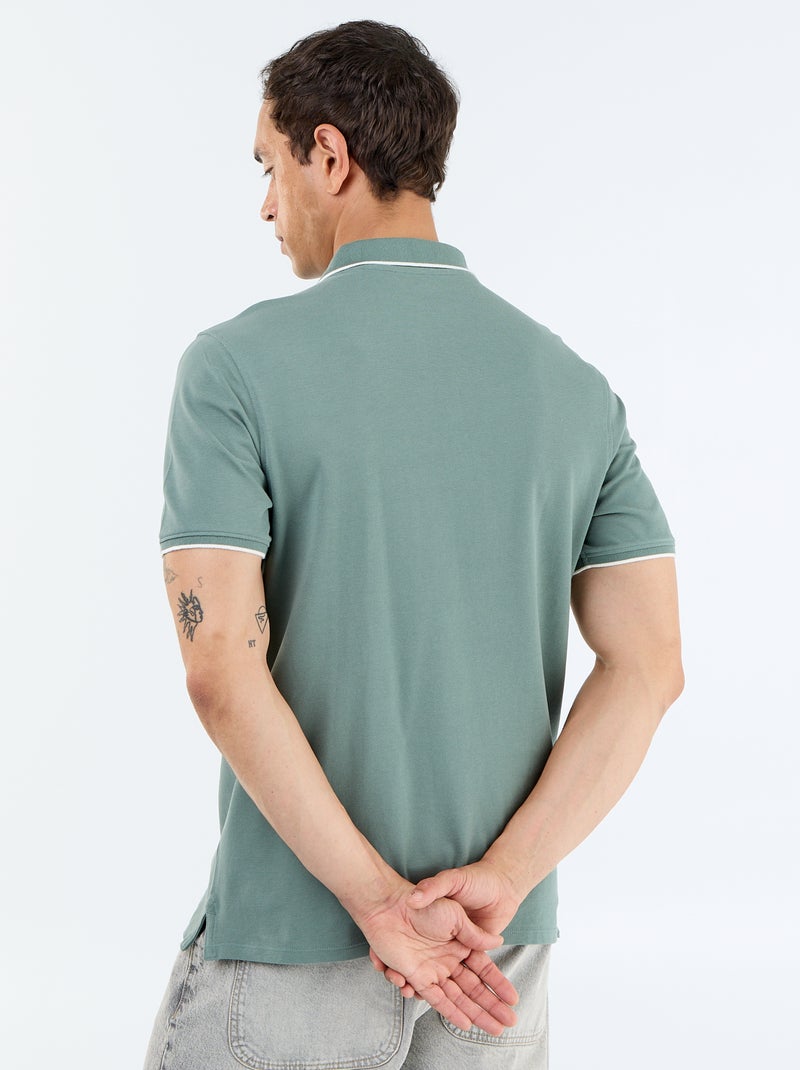 Polo de piqué de algodón Verde - Kiabi