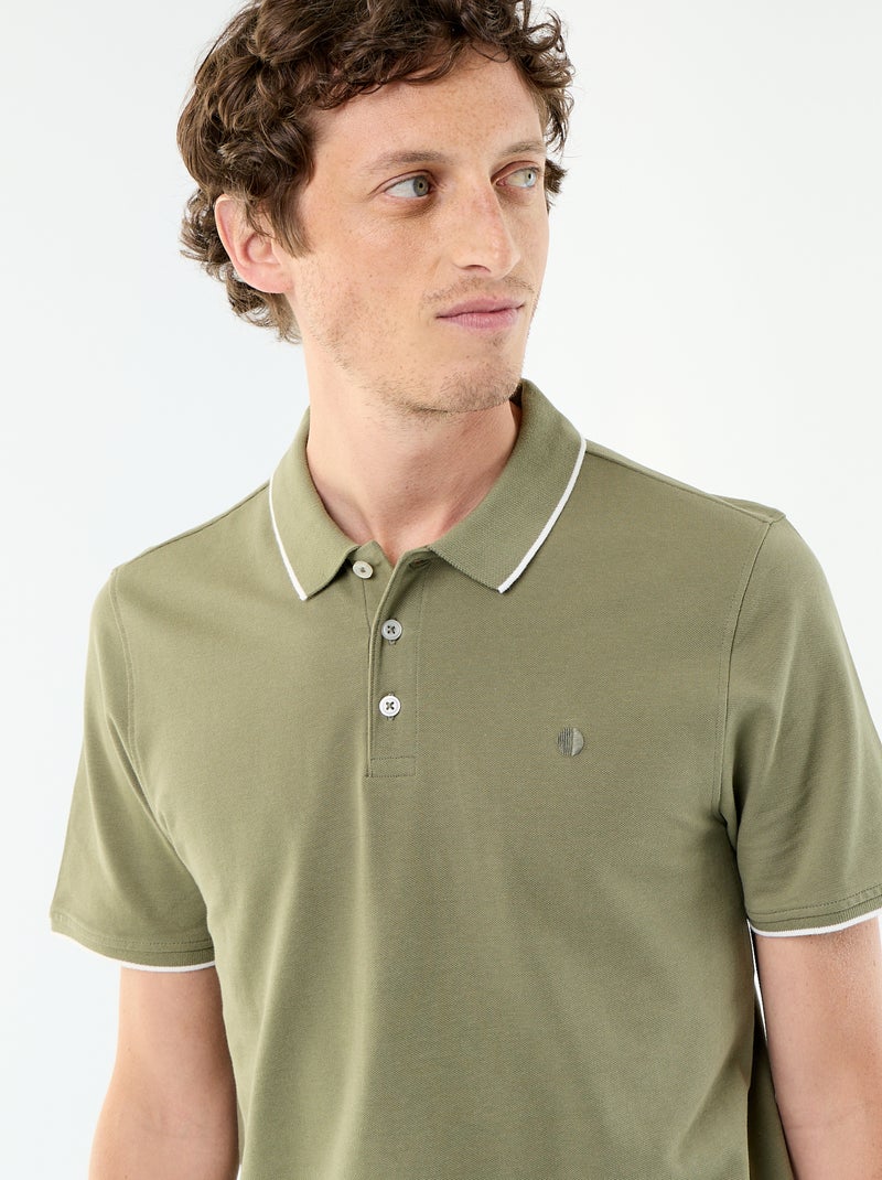Polo de piqué de algodón Verde - Kiabi