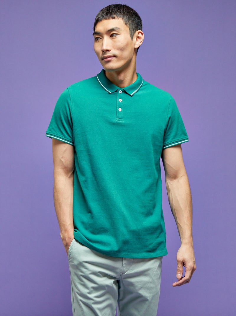 Polo de piqué de algodón VERDE - Kiabi