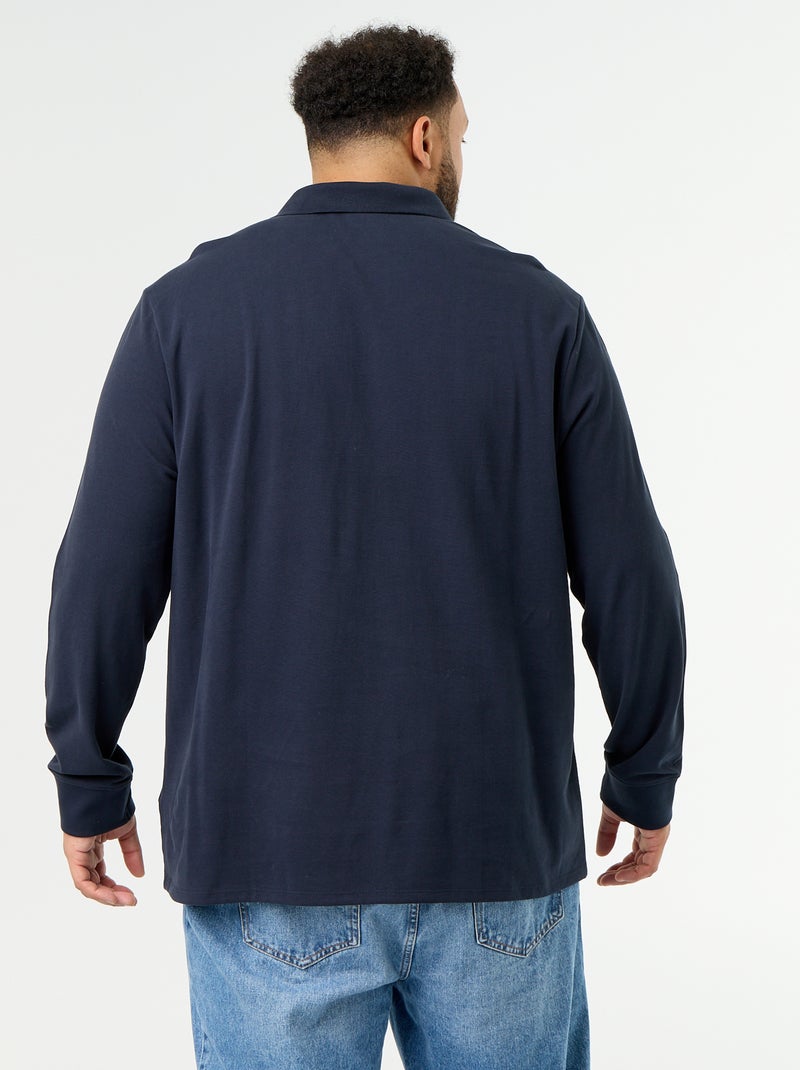 Polo de piqué de manga larga Azul - Kiabi
