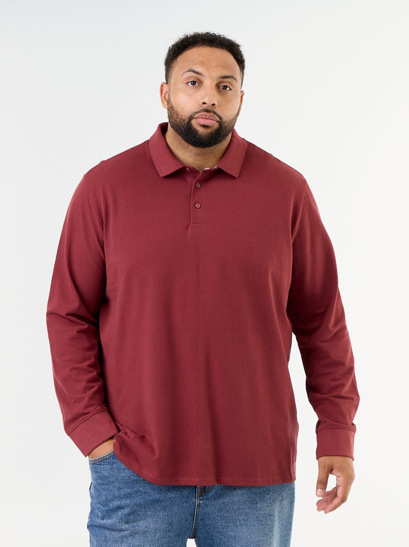 Polo de piqué de manga larga Rojo - Kiabi