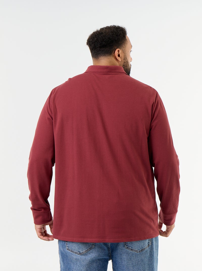 Polo de piqué de manga larga Rojo - Kiabi