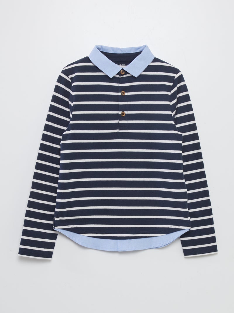Polo de punto bicolor AZUL - Kiabi