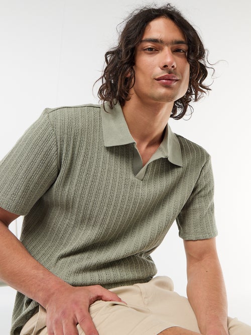 Polo de punto calado con diseño original - Kiabi