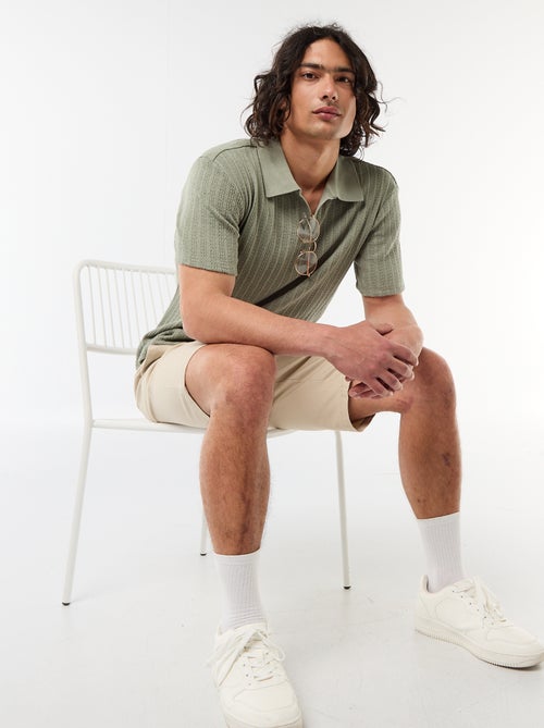 Polo de punto calado con diseño original - Kiabi