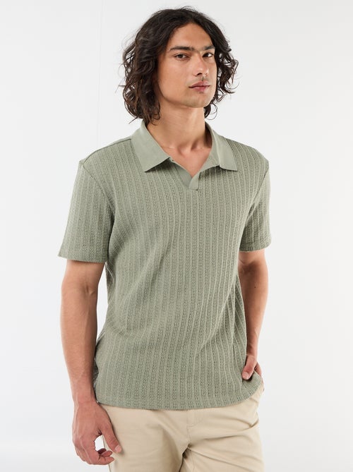 Polo de punto calado con diseño original - Kiabi