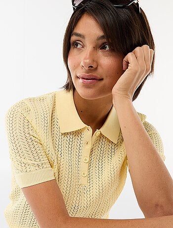 Polo de punto calado de manga corta