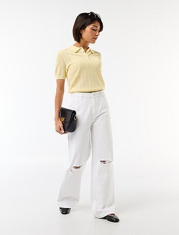 Polo de punto calado de manga corta