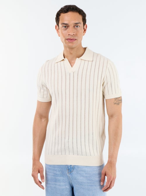 Polo de punto calado de manga corta - Kiabi