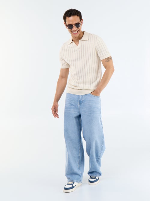 Polo de punto calado de manga corta - Kiabi