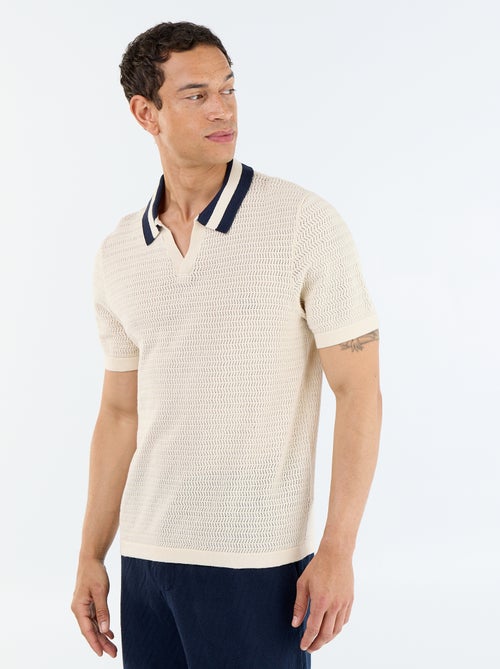 Polo de punto calado de manga corta - Kiabi