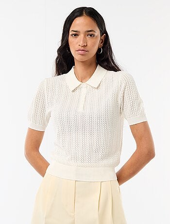 Polo de punto calado de manga corta