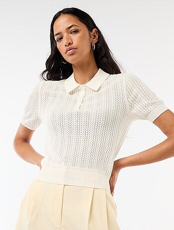 Polo de punto calado de manga corta