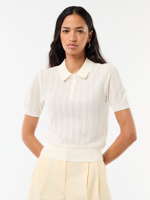 Polo de punto calado de manga corta - Kiabi