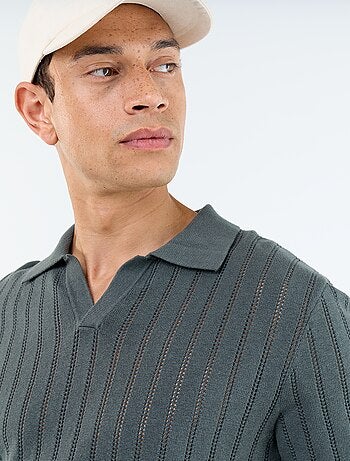 Polo de punto calado de manga corta
