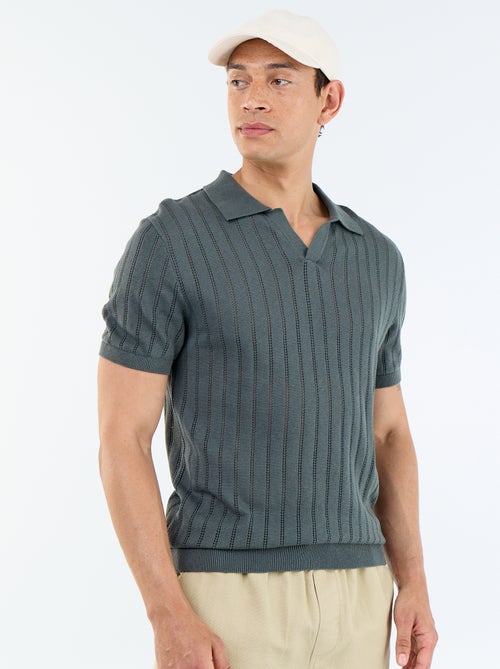 Polo de punto calado de manga corta - Kiabi