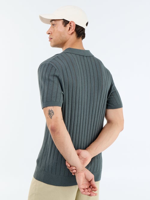 Polo de punto calado de manga corta - Kiabi