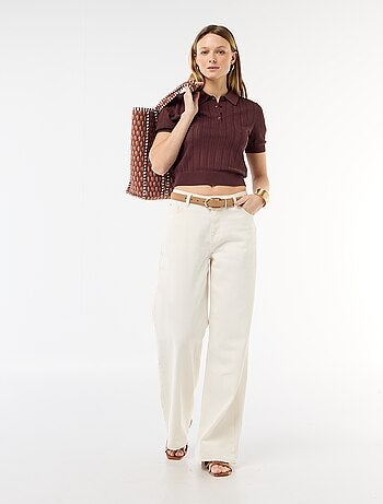 Polo de punto calado de manga corta