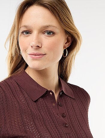 Polo de punto calado de manga corta