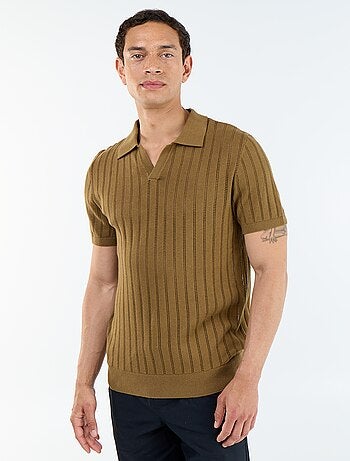 Polo de punto calado de manga corta