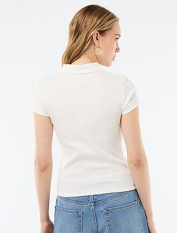 Polo de punto canalé de manga corta