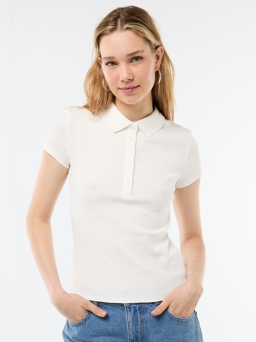 Polo de punto canalé de manga corta - Kiabi