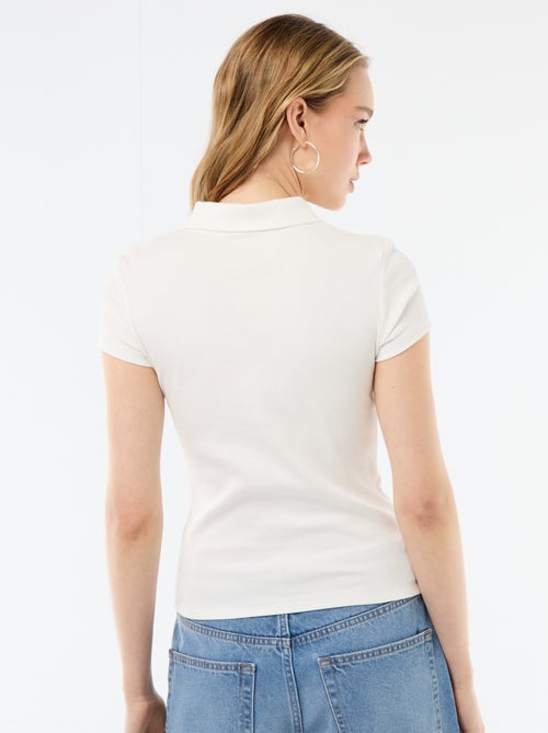 Polo de punto canalé de manga corta - Kiabi