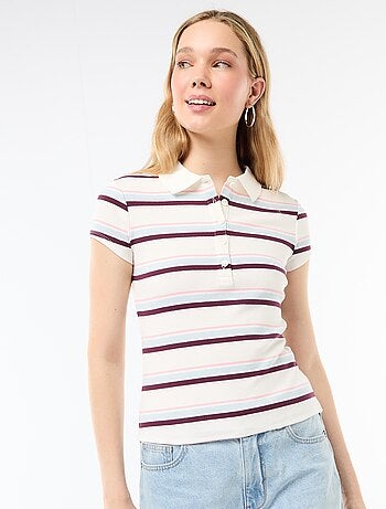 Polo de punto canalé de manga corta