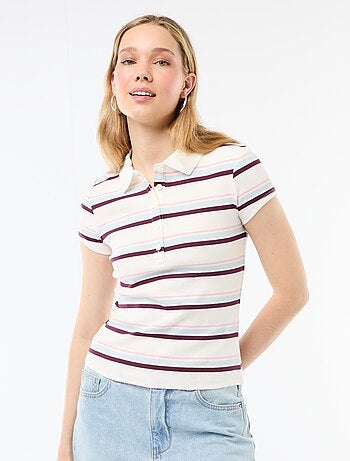 Polo de punto canalé de manga corta