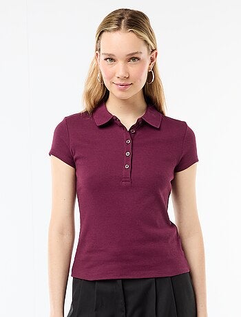 Polo de punto canalé de manga corta