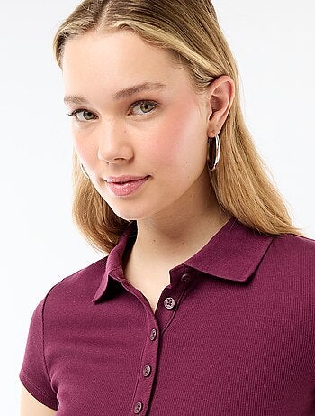 Polo de punto canalé de manga corta