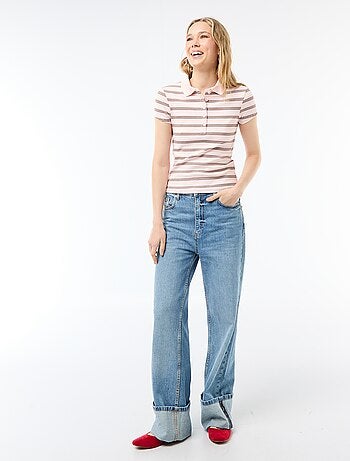 Polo de punto canalé de manga corta