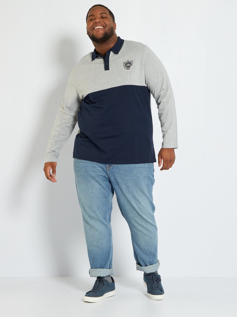 Polo de punto colorblock AZUL - Kiabi