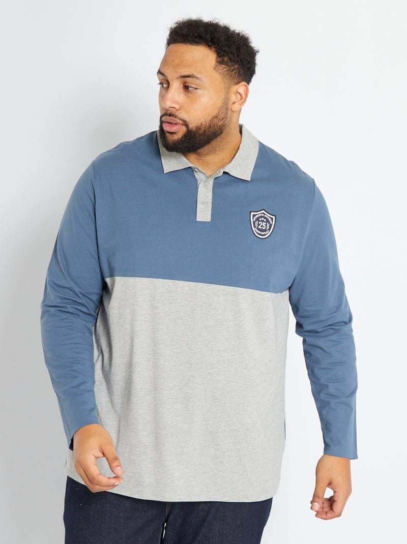 Polo de punto colorblock GRIS - Kiabi