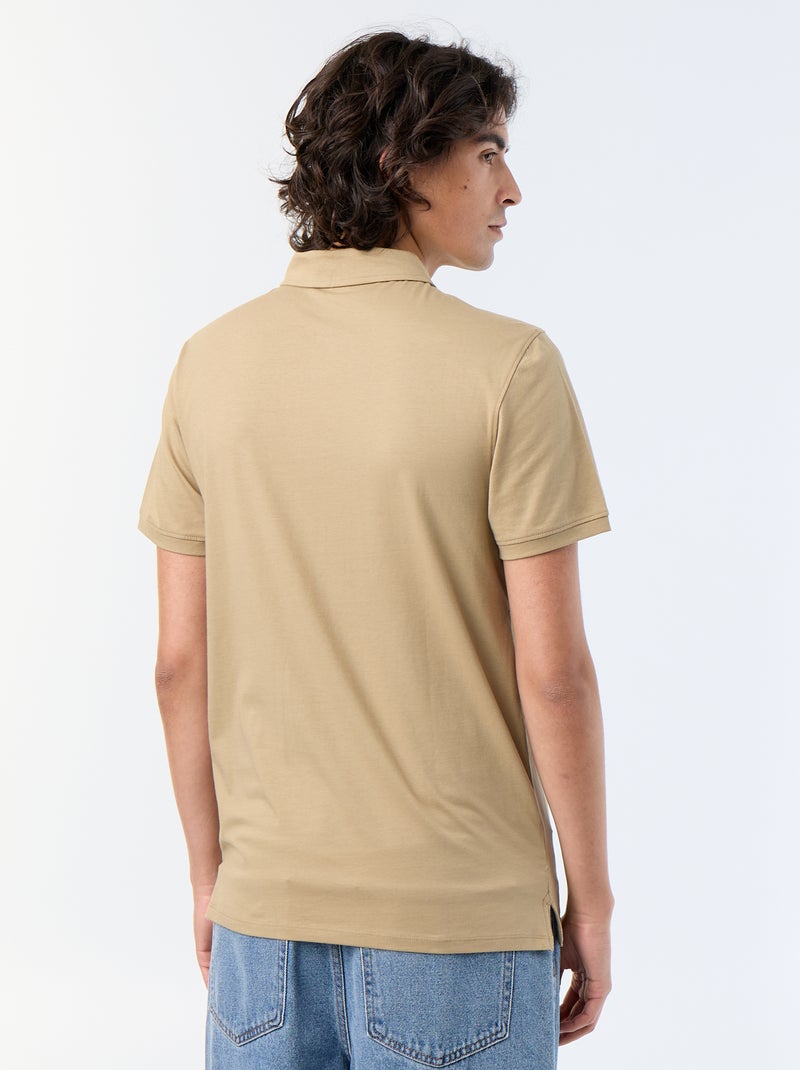 Polo de punto con cuello abotonado Beige - Kiabi