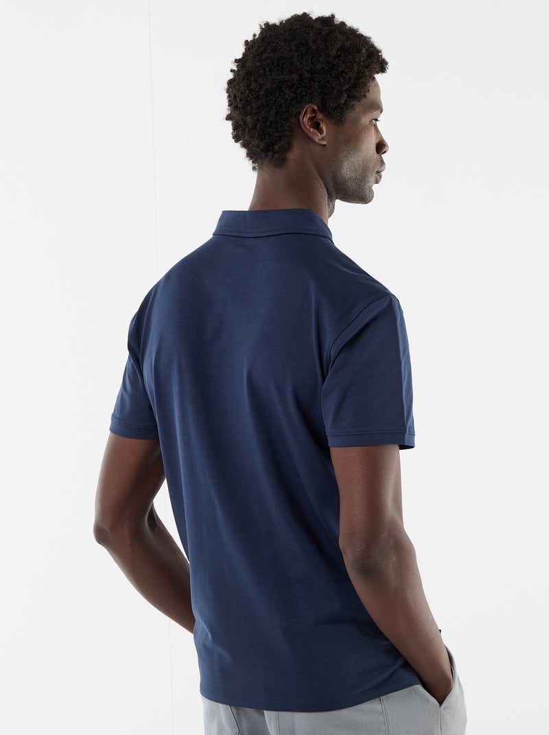 Polo de punto con cuello abotonado Negro - Kiabi