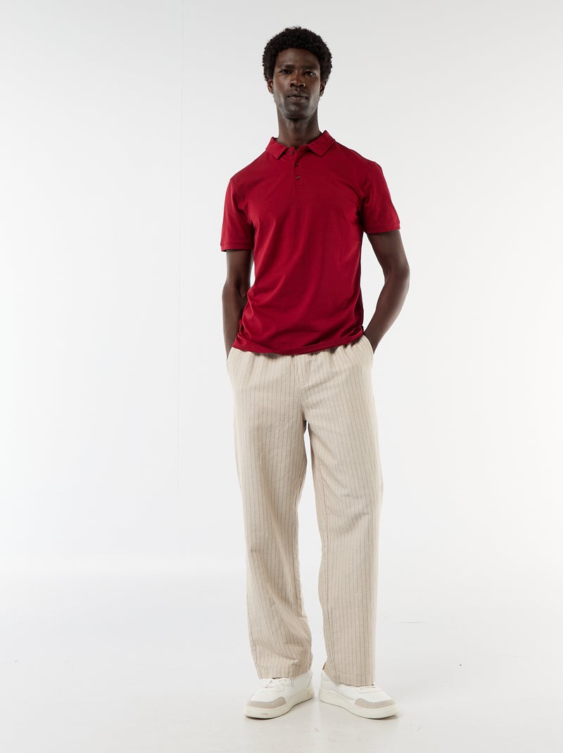 Polo de punto con cuello abotonado Rojo - Kiabi
