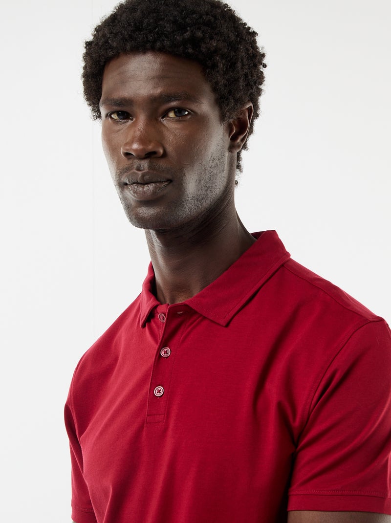 Polo de punto con cuello abotonado Rojo - Kiabi